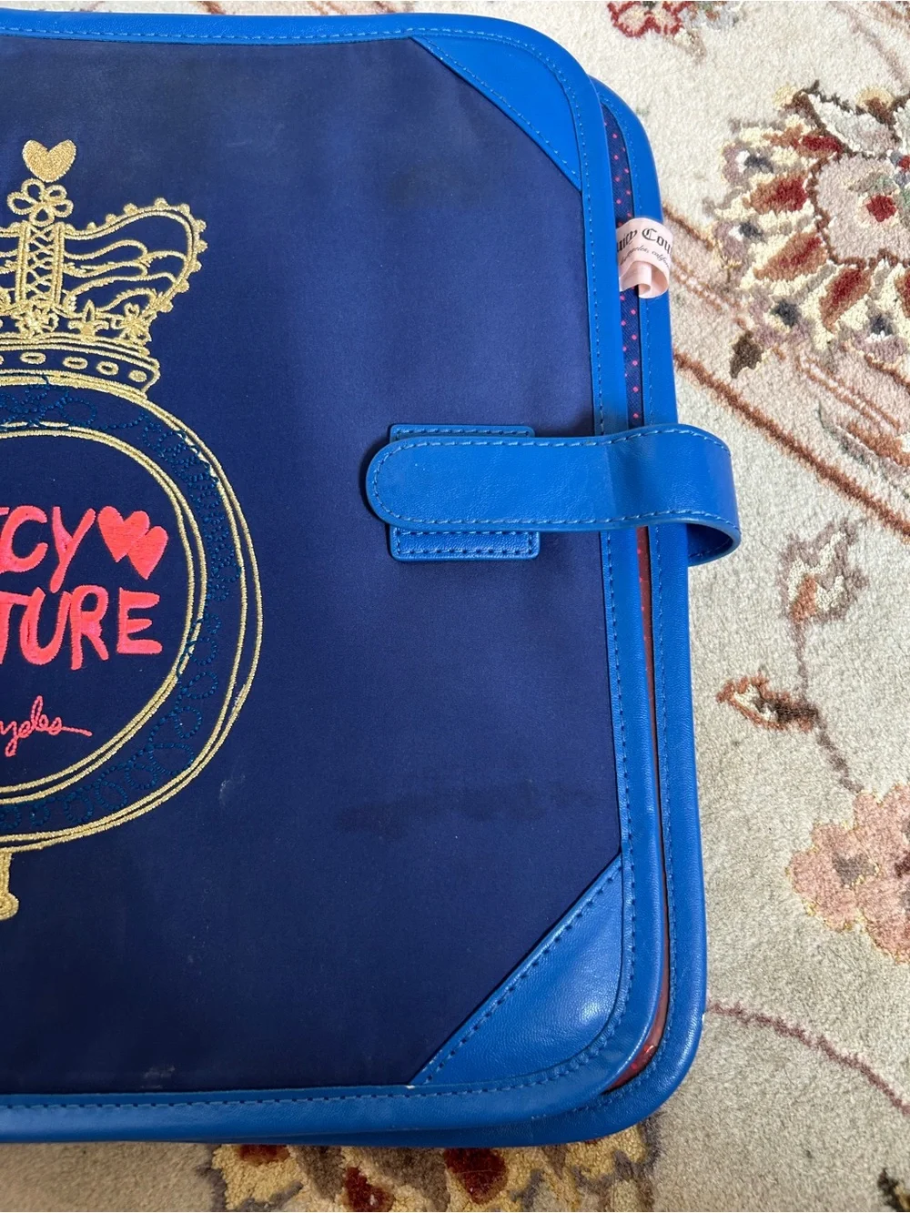 Juicy Couture Royal Blue and Pink Zip Binder